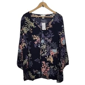 CJ Banks floral top size 1X NWT